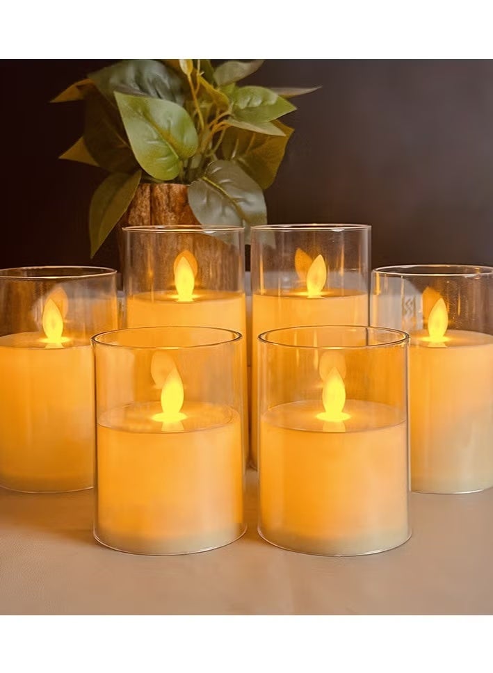 Home auraa 5-Piece LED Flameless Pillar Candle Set – Realistic Flickering Warm White Candles, Battery Operated Safe Home Décor Lights - Image 1